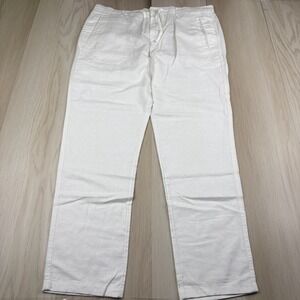 Porter & Ash Mens White Casual Straight Leg Drawstring Trousers Pants Size 34